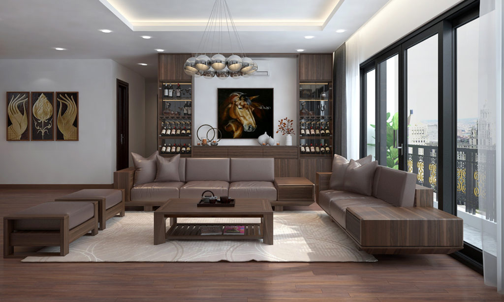 Chọn nội thất bằng gỗ làm tăng tính thẩm mỹ cho không gian phòng khách
