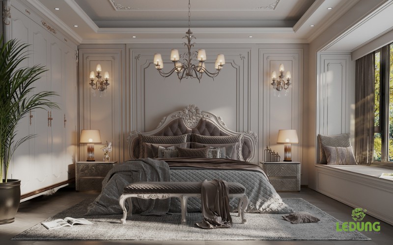 Mẫu thiết kế nội thất cho phòng ngủ master tân cổ điển