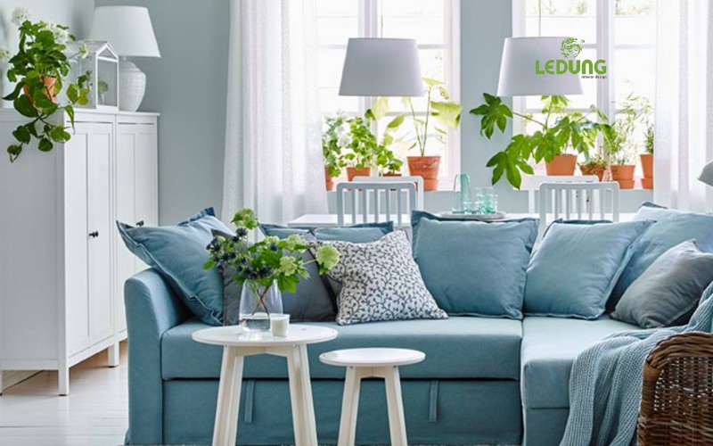 Cách trang trí nội thất phòng khách với cây xanh